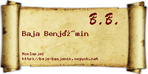 Baja Benjámin névjegykártya
